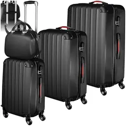 tectake 4-teiliges Reisekoffer-Set mit abnehmbaren Rollen - große und stapelbare Hartschalenkoffer