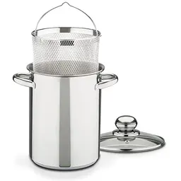 GSW Spargeltopf mit Glasdeckel, 4,2 L, Edelstahl, rostfrei, für Spargel, Pasta und Gemüse, induktionsfähig, Silber