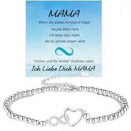Jbniuay Muttertagsgeschenk - Infinity-Herz Armband für Mama, Geburtstagsgeschenk S925
