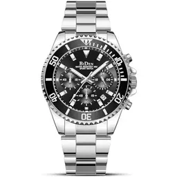 HANPOSH Herren Chronograph Armbanduhr Edelstahl Wasserdicht Quarz mit Datum für Business und Freizeit