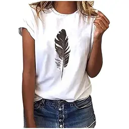 Damen Shirt Baumwolle Lässig Kurzarm Tunika, Freizeit Longshirt, Weiß, XL