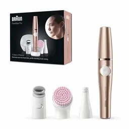 Braun FaceSpa Pro Gesichtsepilierer Damen mit Reinigungsbürste, Beauty-Set, Haarentfernung, Hautstraffung, wasserdicht, Bronze