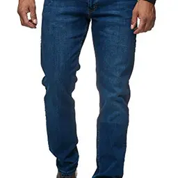 JEEL Herren-Jeans - Regular Fit - Stretch - Basic Washed Jeans in Blau 40W / 32L