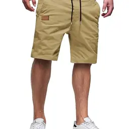 TARAINYA Herren Shorts Baumwolle Sommer Chino mit Taschen Hellkhaki L