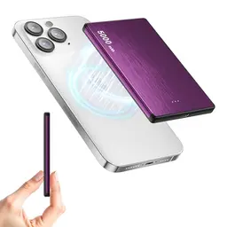 Magnetische Powerbank 5000mAh 20W PD für iPhone 17/16/15/14/13/12 Pro Max – Lila