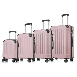 yonsly Koffer Set 4-teilig, Trolley Reisekoffer mit 4 Rollen, Hartschale, Zahlenschloss, Roségold