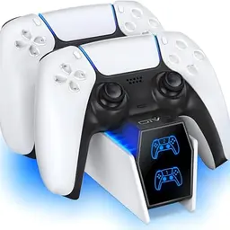 OIVO PS5 Controller Ladestation mit Schnellladung, 2 Kabeln und LED-Anzeige, Weiß
