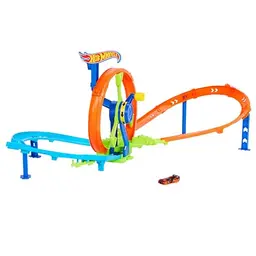 Hot Wheels Spielzeugauto Streckenset mit Looping und Crash-Zone, Maßstab 1:64
