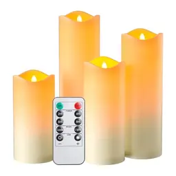 Wasserdichte LED Kerzen mit Timer und Fernbedienung - 4er Set für Garten, Hochzeit, Weihnachten, Halloween
