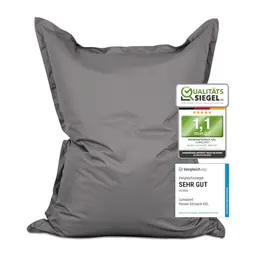 Lumaland XXL Sitzsack 140x180 cm | Wasserfestes Liegekissen für Indoor & Outdoor | Waschbarer Bezug [Grau]