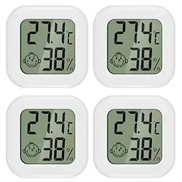 PAIRIER 4er Set Luftfeuchtigkeits- und Thermometer für Innenräume, Mini LCD Digital Hygrometer