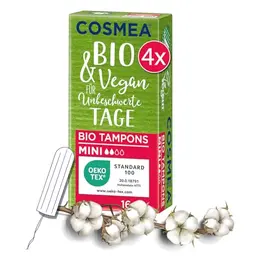cosmea Bio Tampons Mini – 64 Stück | 100% Bio-Baumwolle | Vegan & OEKO-TEX® zertifiziert