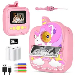 Sofortbildkamera für Kinder – 48MP Digitalkamera mit 32GB Speicherkarte und Druckpapier, Geschenk für 3-12 Jahre