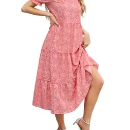 Zetieny Sommerkleid Damen Elegant A-Linien Strandmidikleid Kurzarm, Casual Freizeitkleid