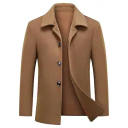 MODFUL Herren Wollmantel Slim Fit Peacoat für Business (Braun, 3XL)