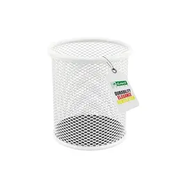 LEVIATAN Metall Stifteköcher - runder Stiftehalter aus Drahtmetall, mesh, Ø91 mm, Perlmuttfarben