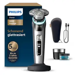 Philips Rasierer i9000 Prestige, Nass & Trocken, mit Trimmer, Reinigungsstation, Ladestation und Reiseetui (XP9205/30)