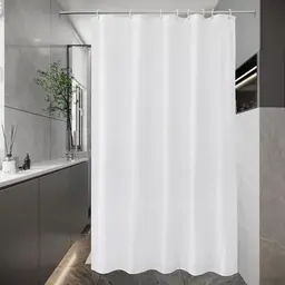 EurCross Duschvorhang 120 x 200 cm, weiß, wasserdicht und waschbar mit 8 Ringen