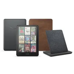 Kindle Colorsoft Signature Edition (32 GB) ohne Werbung mit Premium-Lederhülle und kabelloser Ladestation