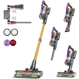 KIPMAX Akku Staubsauger kabellos, 70 Min., 1.5L, mit Display, Anti-Tangle-Bürste, 7-Schicht-Filter, Duftplatten, selbststehend für Teppiche, Tierhaar und Hartböden