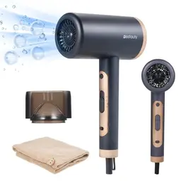 Bestauty Föhn - Professioneller Haartrockner mit 3 Temperaturstufen und Kaltlufttaste, ideal für Zuhause und Reisen (Schwarzgold)