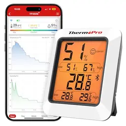 ThermoPro TP350 Bluetooth Thermometer und Hygrometer für Innenräume, Büro und Gewächshaus