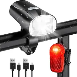 LED Fahrradlicht Set – STVZO zugelassen, wasserdicht, USB aufladbar, mit Front- und Rücklicht für Kinder und Erwachsene