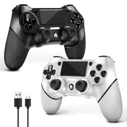 AceGamer 2er Pack Wireless Controller für PS4 und PC (Schwarz und Weiß)