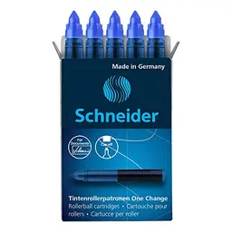 Schneider Rollerpatrone One Change, 5 Stück, dokumentenecht, nicht löschbar, blau