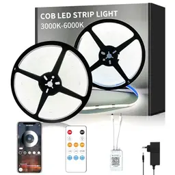 Yeewhale COB LED Strip 15m - App und Fernbedienung, dimmbar, flexible Weiße LED-Lichter für Schlafzimmer und DIY-Dekoration