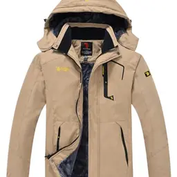 donhobo Herren Fleecejacke - Atmungsaktive Winterjacke mit Kapuze (Khaki, XXL)