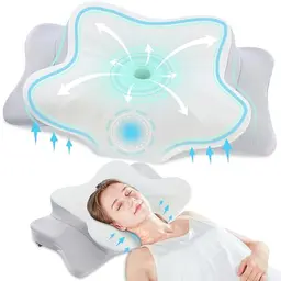 DONAMA Memory Foam Nackenkissen mit 2 Höhen, ergonomisch, atmungsaktiv, kühlend, 6-Zonen-Kontur, Nackenstütze für alle Schlafarten