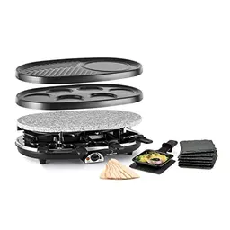 Klarstein Steaklette Grill Raclette für 8 Personen - 1500 Watt, stufenlos regelbar, inkl. Untersetzer und Holzspatel