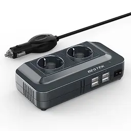 BESTEK 200W 12V auf 230V Wechselrichter mit 2 Steckdosen und 4 USB Anschlüssen