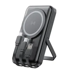 MagSafe Powerbank 10000 mAh mit Ständer und 3 integrierten Kabeln für iPhone 12-17