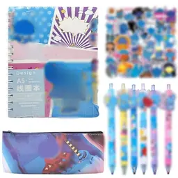 Boyigog Cartoon A5 Notizbuch Set mit 6 Kugelschreibern und Zubehör für Studenten und Kinder (Style A)
