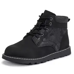 Frank Mully Kinder Outdoor-Stiefel für Frühling und Herbst, stylische Schnürstiefel, Schwarz, Größe 33 EU