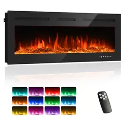 Elektrokamin 3 in 1 - Stand-, Wand- oder Einbaukamin mit 3D Flammeneffekt und Fernbedienung, Schwarz (40 Inch)