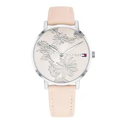 Tommy Hilfiger Damenuhr mit rotem Lederarmband, Quarzwerk