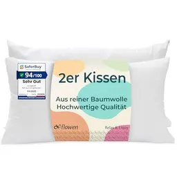 Kissen für Bett 40x80 cm - 2er Set mit hypoallergener Füllung und waschbarem Bezug