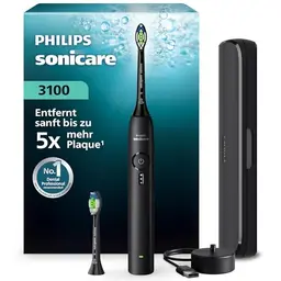 Philips Sonicare Series 3100 Elektrische Zahnbürste, Schwarz, mit Drucksensor & 3 Intensitäten