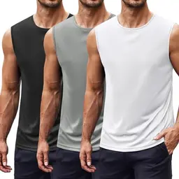 COOFANDY Herren Muskelshirt 3er Pack Ärmellose Tank Tops Schwarz Weiß Grau XL