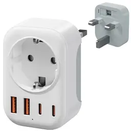 Bigfish UK Adapter mit 2 USB-C & 2 USB-A, Reiseadapter England Typ G für EU