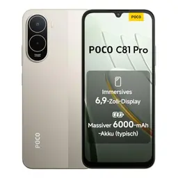 Poco C81 Pro Smartphone, 6,9 Zoll, 4 GB + 128 GB, 13 MP AI-Kamera, 6000 mAh Akku, Gold, +1 Jahr Garantie