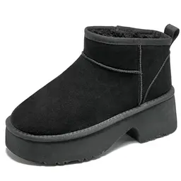 Mishansha Damen Winterstiefel Warm, Chunky Heels, Schwarz, Größe 40
