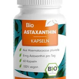 BIO Astaxanthin-Kapseln 60 Stk. - Hochdosiert mit 8 mg pro Kapsel - Algamo® Premium aus Blutregenalge