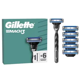 Gillette Mach3 Rasierer für Männer mit 6 Ersatzklingen und Gleitstreifen für sanftes Gleiten