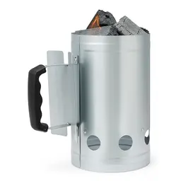 Amazon Basics Anzündkamin aus verzinktem Stahl für Grill und Feuerstellen, Silber