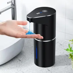 FanticTas Automatischer berührungsloser 350ml Seifenspender, Wandmontage, wiederaufladbar, 3-stufig einstellbar, für Bad & Küche, Schwarz