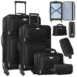 KESSER® 4-teiliges Reisekoffer Set | Trolley mit TSA-Schloss, 360° Rollen & Teleskopgriff | Inkl. Kosmetiktasche und Handgepäck